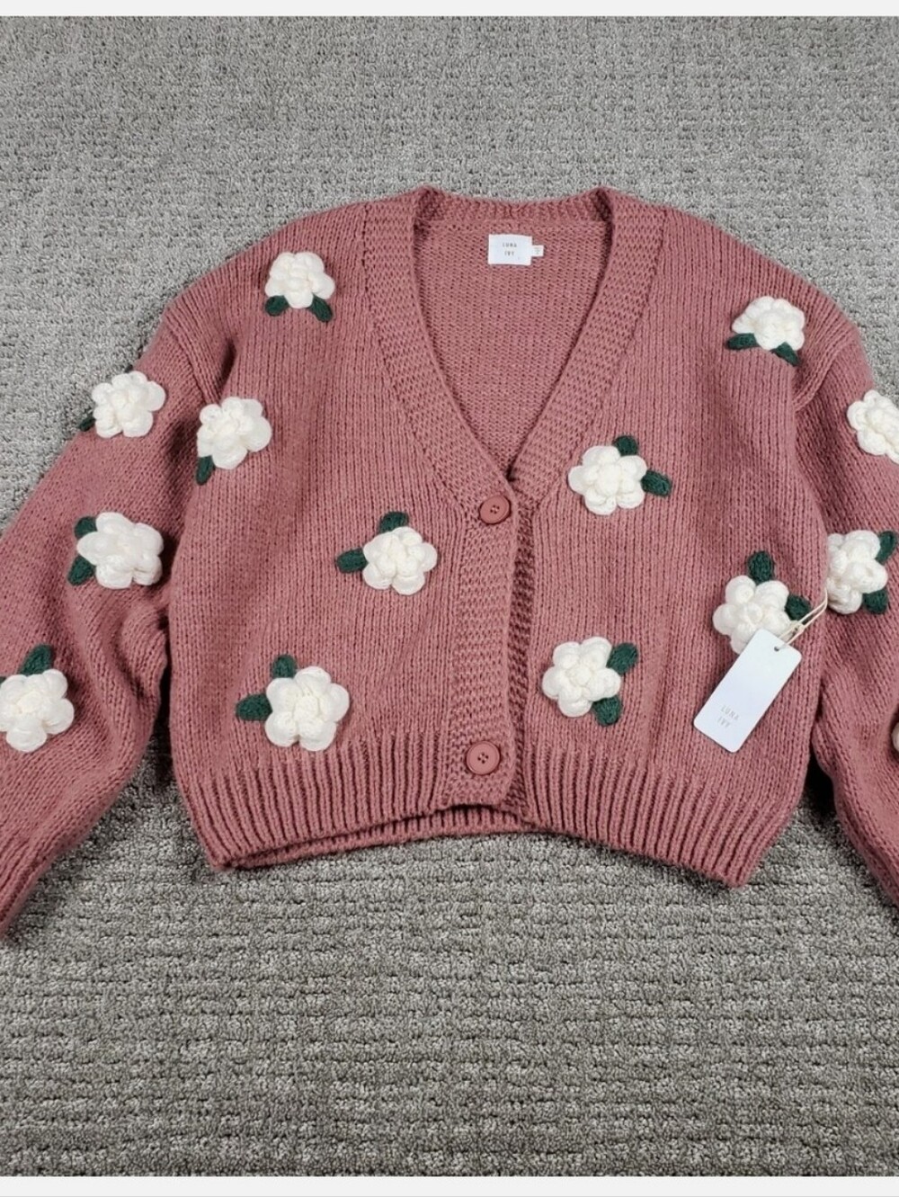 NWT LUNA IVY FLORAL  V-Neck  Cardigan